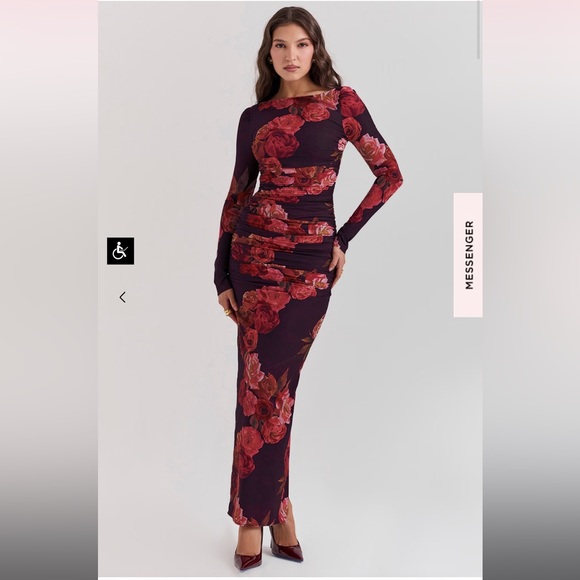 House of CB Dresses & Skirts - House of CB Lanetta Ruched Long Sleeve Maxi Dress Romantic Floral